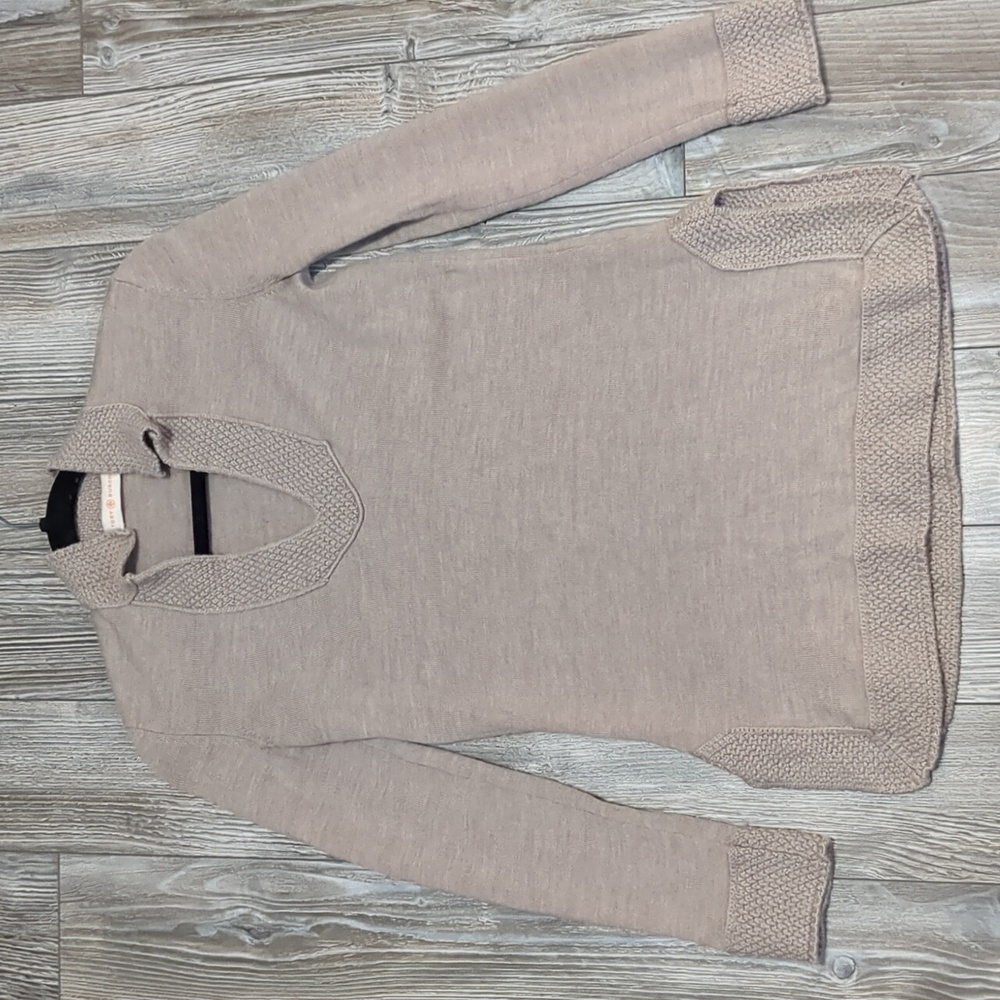 Tory Burch Taupe Merino Wool Tunic Sweater Small